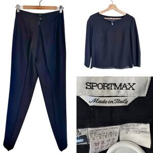 Vintage Sportmax Virgin Wool Pant Suit | Navy Blue | SZ 10